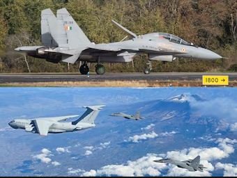 गरुड़ 25 में फ्रांस के आसमान में उड़ रहे सुखोई-30एमकेआई और राफेल विमान 